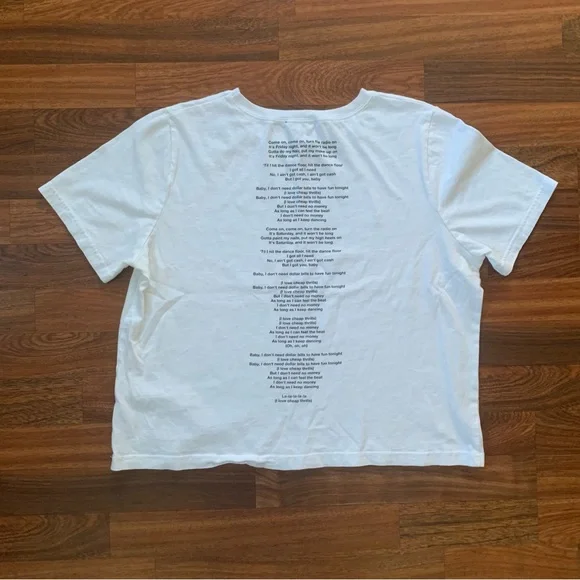 Zara White T-shirt Lyrics to by Sia Women’s Large Band Graphic Music RN 77302 - Picture 5 of 8